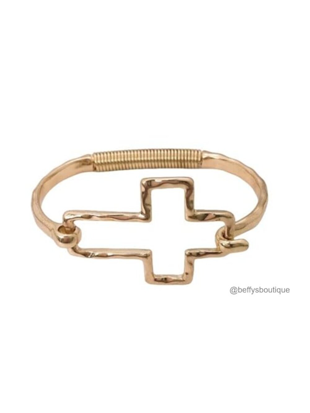 Hammered Open Gold Cross Bracelet Chunky Hook Cuff Bangle Fashion Jewelry